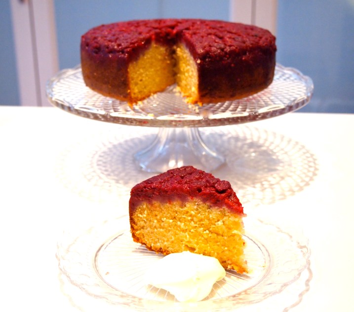 Raspberry & Almond Upside-Down Cake