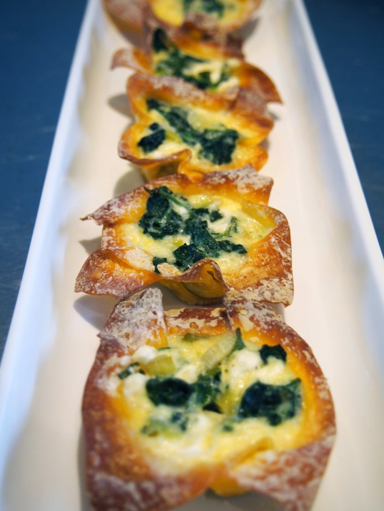 Spinach & Fetta Mini Wonton Wrapper Quiches 