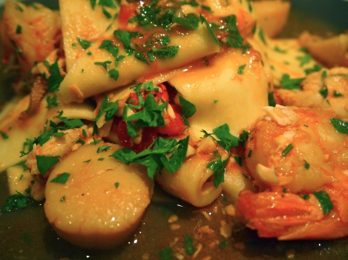 Rag Pasta with Seafood Sauce - Stracci con Ragu di Pesce