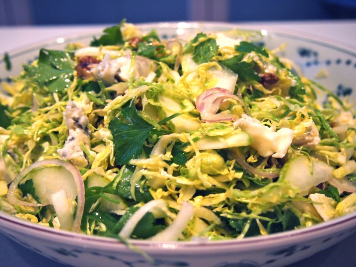 Shaved Brussels Sprouts, Walnut & Gorgonzola Salad - A Perfect Side Dish for Thanksgiving