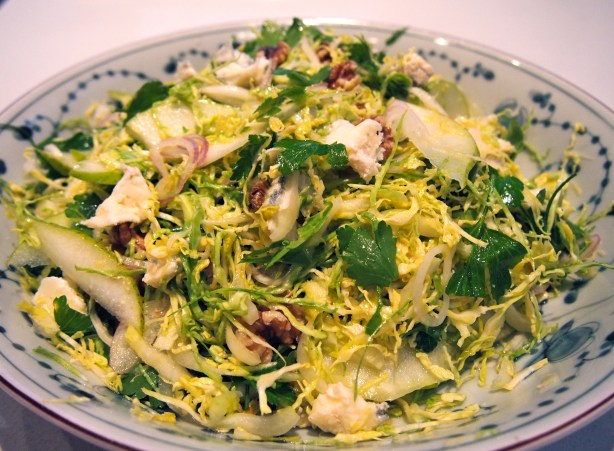 Thanksgiving Side Dish - Shaved Brussels Sprouts, Walnut & Gorgonzola Salad