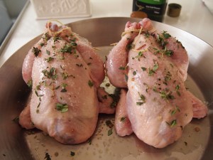 Spatchcocks with Mushroom & Sage Stuffing