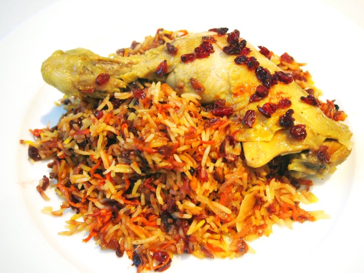 Shirin Polow - Persian Festive Jewelled Rice with Saffron Poached Chicken