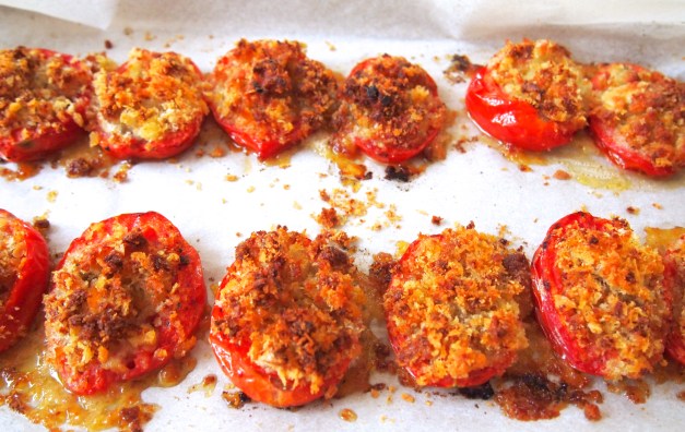Giada's Roasted Tomatoes with Garlic, Gorgonzola & Herbs