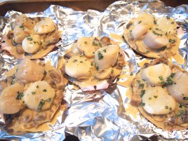 Scallops Mornay prior to Grilling