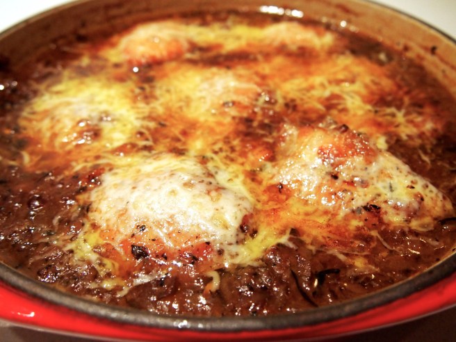 Braised French Onion Chicken with Gruyere