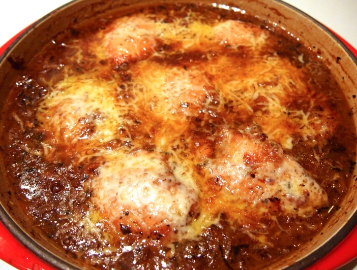 Braised French Onion Chicken with Gruyere