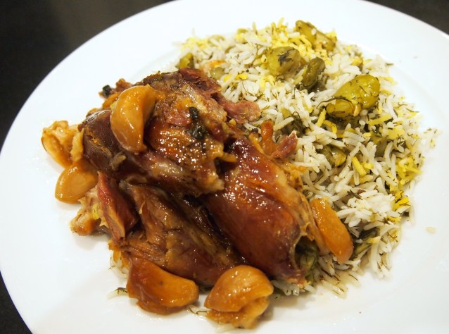 baghali Polow - Persian Broad Bean & Dill Rice with Braised Lamb Shanks