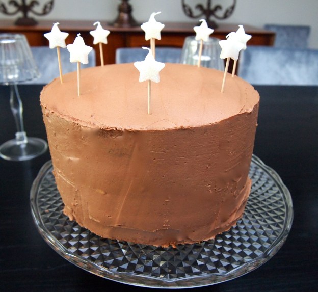 3 Layer Yellow Cake with Chocolate Buttercream Frosting