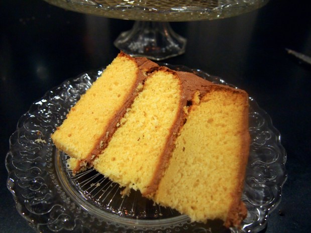 Yellow Cake with Chocolate Buttercream Frosting
