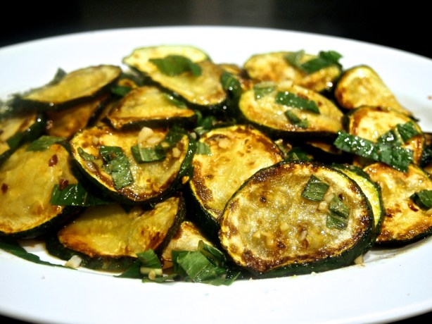 An Italian Side Dish - Marinated Fried Zucchini with Mint