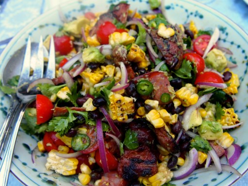 Best Ever Summer Salad - Grilled Chorizo, Corn & Black Bean Salad with Jalapeño Dressing